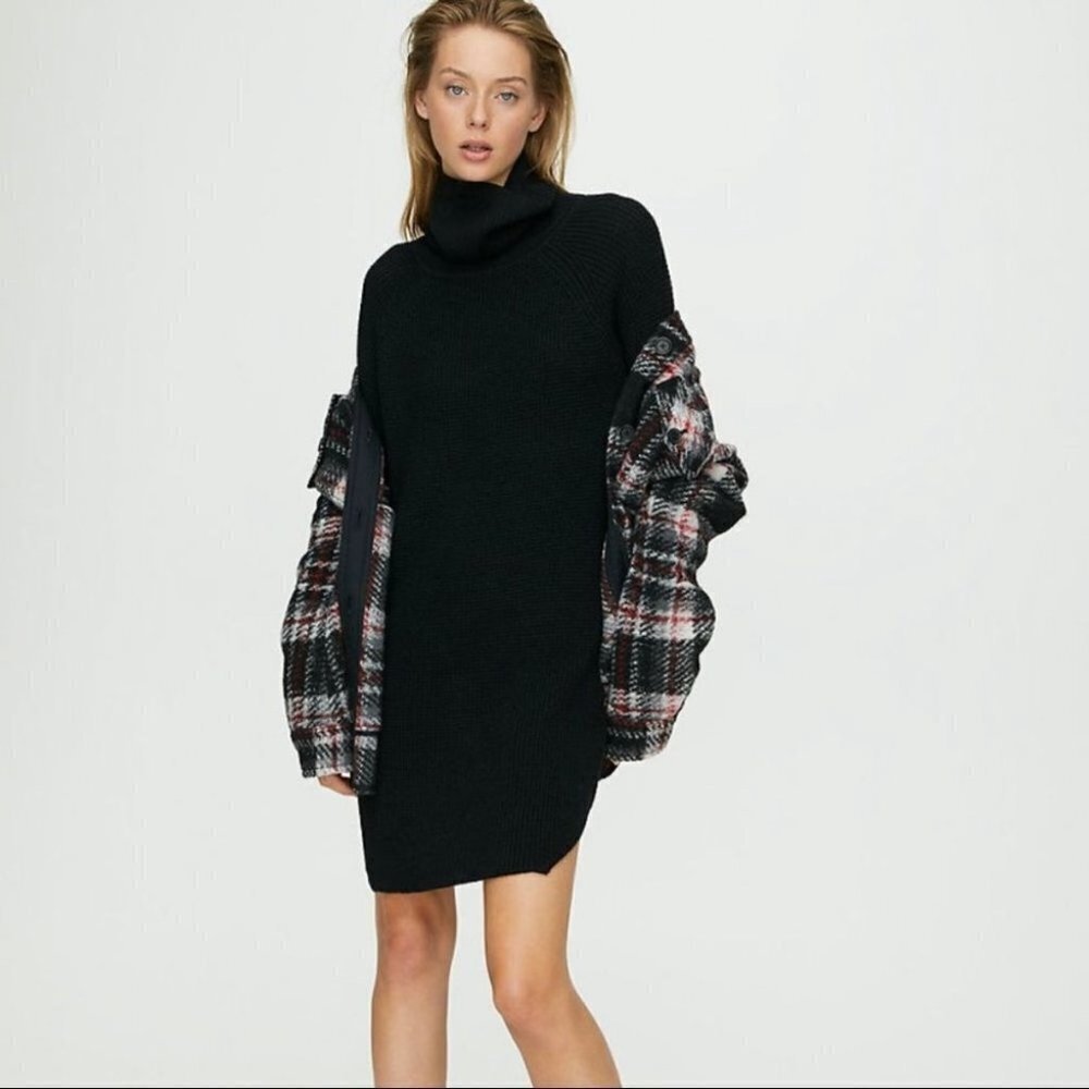 Aritzia Wilfred Black Wool Turtleneck Size XS Neutral Minimalist Knit